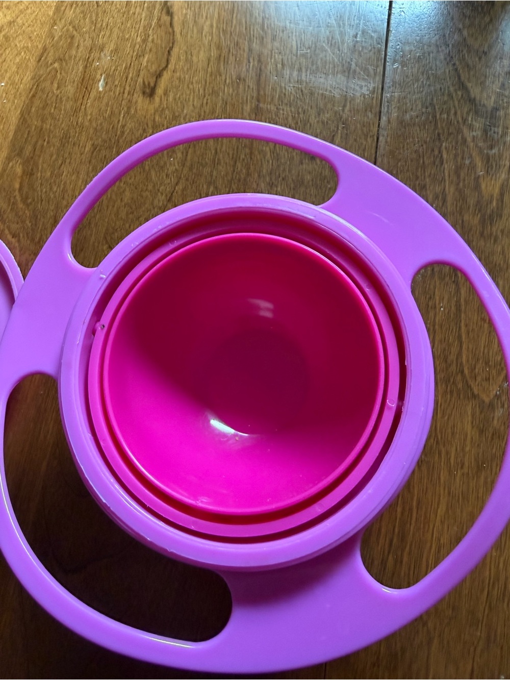 Pink Non-Slip Kids Snack Bowl with Handles and Lid